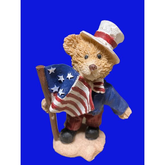 Patriotic 4th of July Uncle Sam Bear Resin Figurines American Flag - Picture 3 of 12